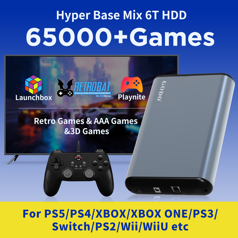 Retro Gaming Xbox - JMachen 6 TB Taşınabilir Oyun HDD