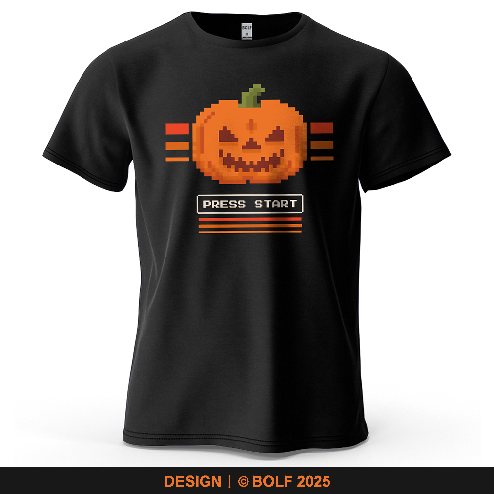 Retro Gaming Event - Cadılar bayramı Balkabağı Baskılı erkek T-Shirt