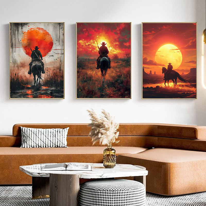 Retro Gaming Decor - Klasik Retro Oyun Kovboy Karakter Red