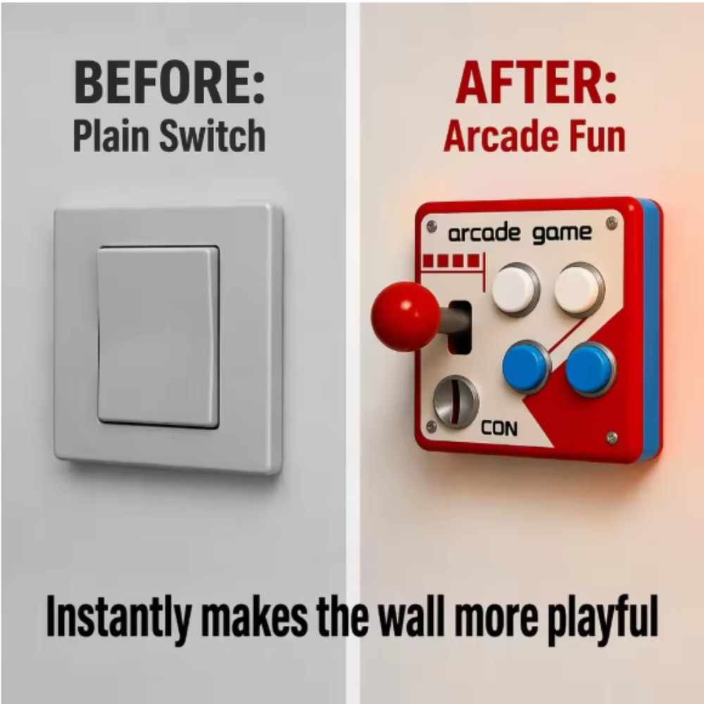 Retro Gaming Decor - Retro Arcade Joystick Anahtar Paneli Kapağı,