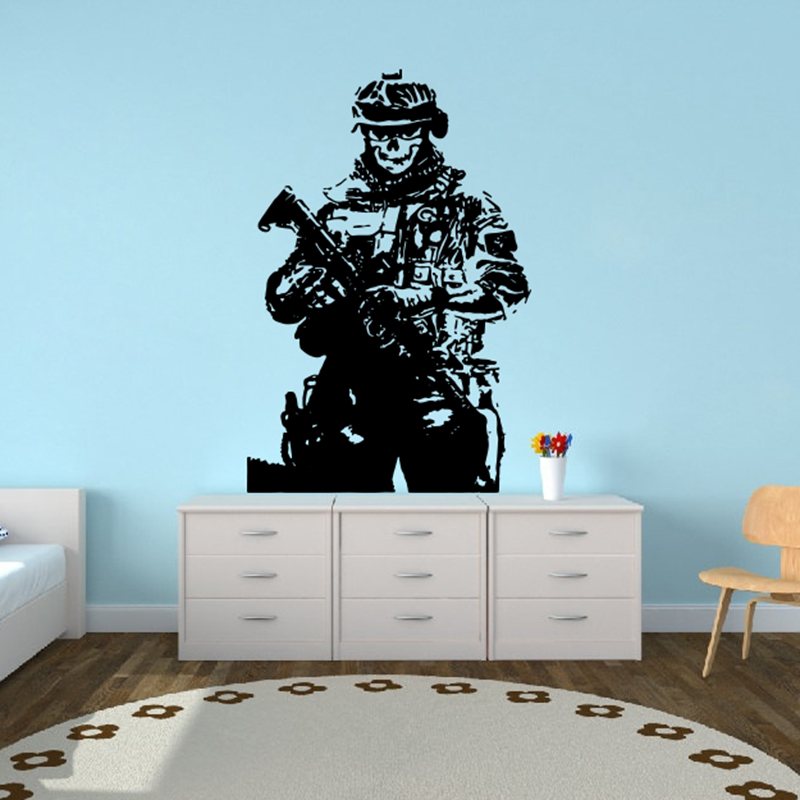 Retro Gaming Decor - Solider keskin nişancı kafatası savaş duvar