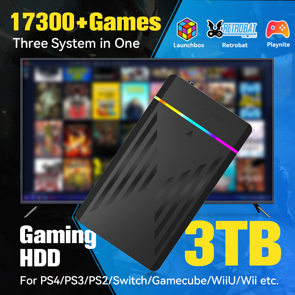 Retro Gaming Tablet - 3 TB Taşınabilir Oyun HDD LaunchBox/Retrobat/Playnite